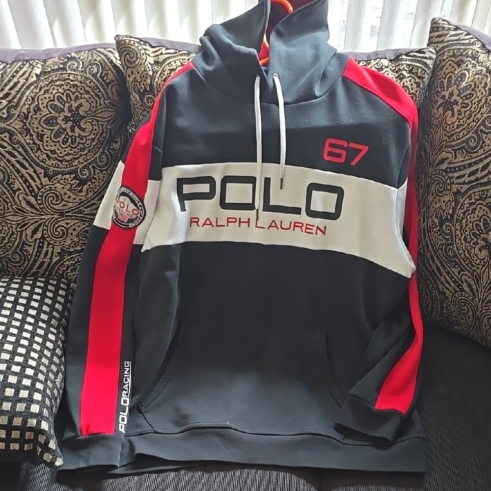Polo by Ralph Lauren Black and Red Colorblock Sweater